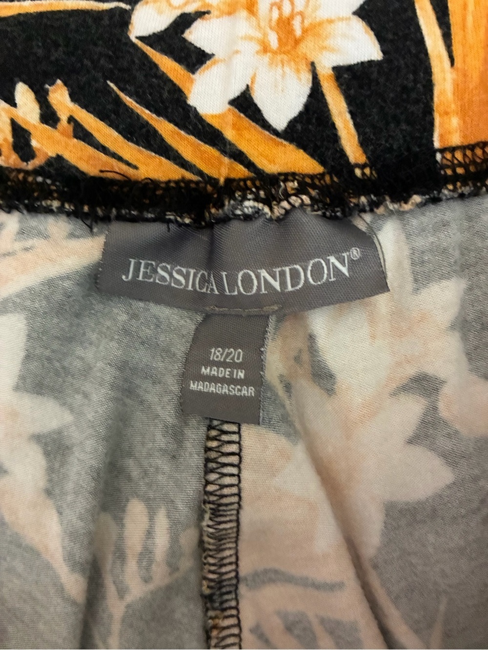 Jessica London Tropical Wide Leg Palazzo Pants / Black Yellow Floral / Boho Chic - Picture 4 of 9